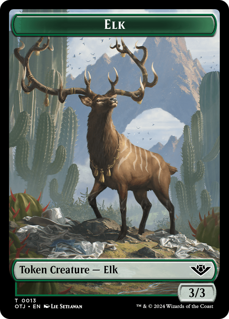 Treasure // Elk Double-Sided Token [Outlaws of Thunder Junction Tokens] | Empire Gaming NC