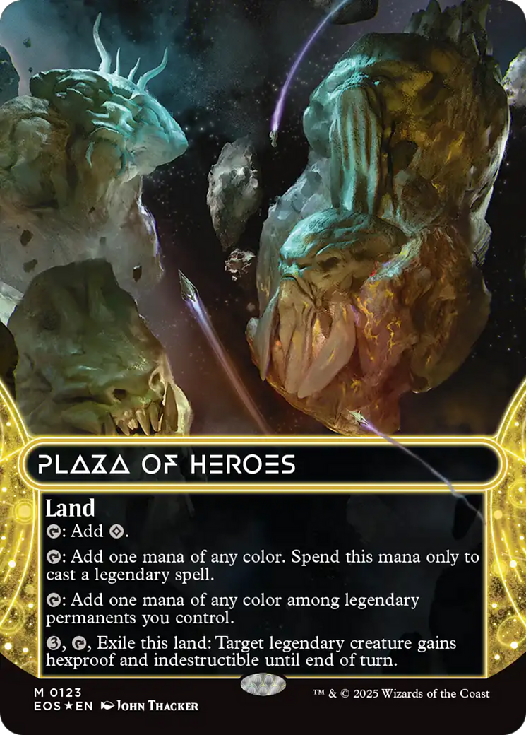 Plaza of Heroes (0123) (Borderless) (Galaxy Foil) [Edge of Eternities: Stellar Sights] | Empire Gaming NC