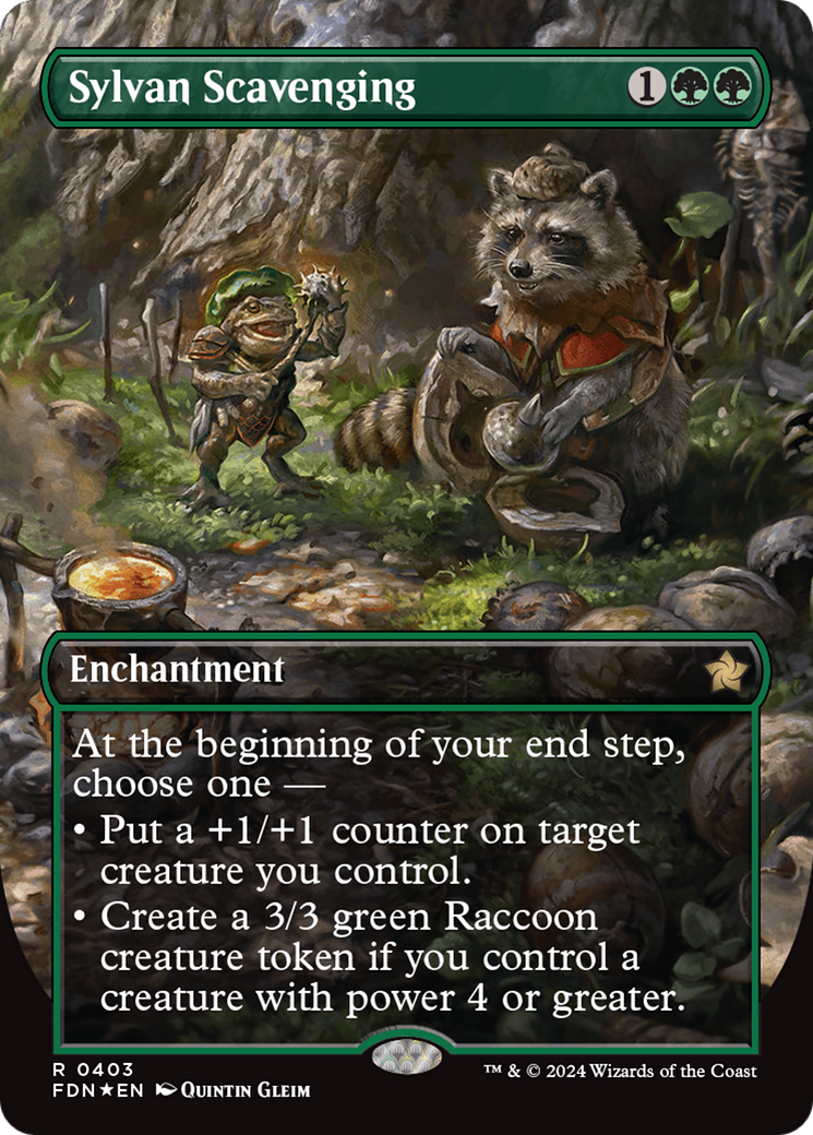 Sylvan Scavenging (Borderless) (Mana Foil) [Foundations] | Empire Gaming NC