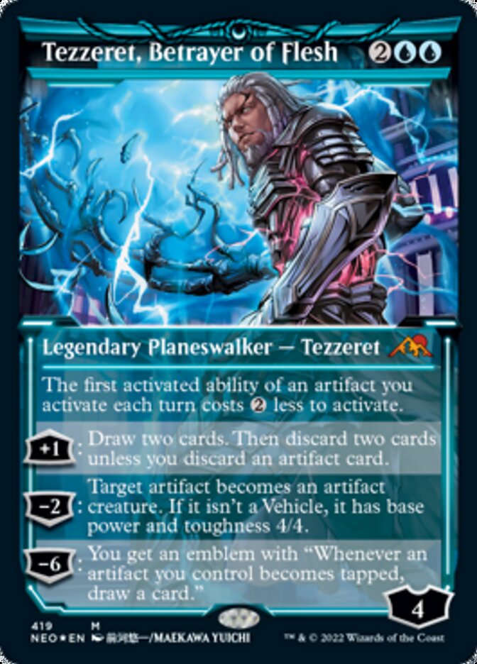 Tezzeret, Betrayer of Flesh (Showcase) (Foil Etched) [Kamigawa: Neon Dynasty] | Empire Gaming NC