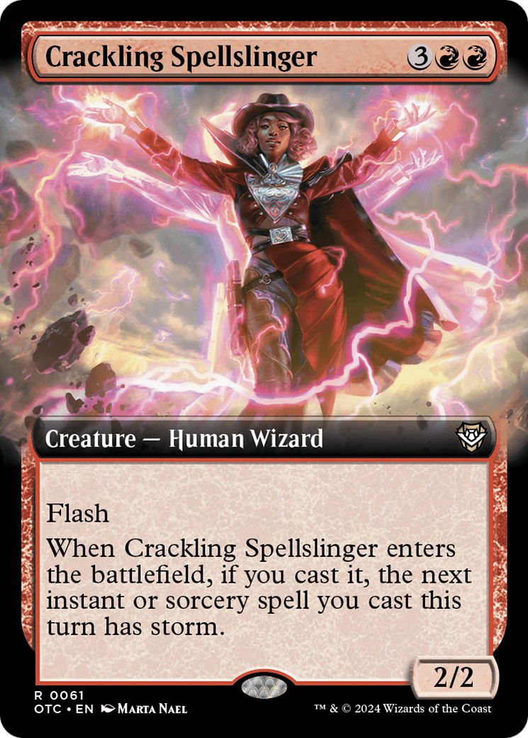 Crackling Spellslinger (Extended Art) [Outlaws of Thunder Junction Commander] | Empire Gaming NC