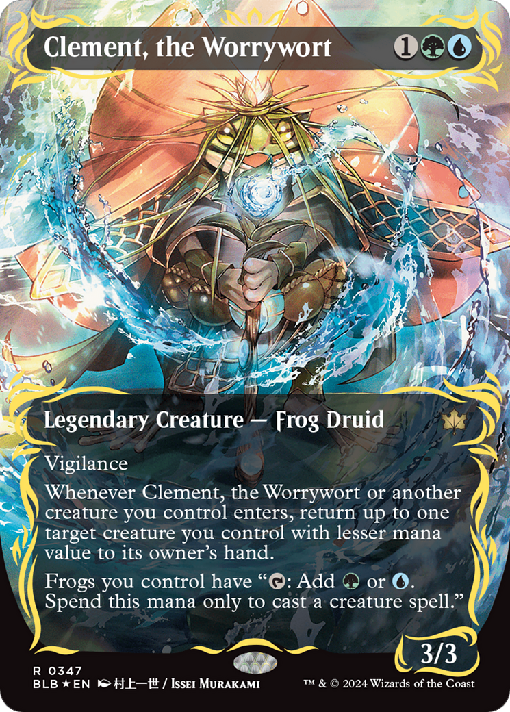 Clement, the Worrywort (Borderless) (Raised Foil) [Bloomburrow] | Empire Gaming NC