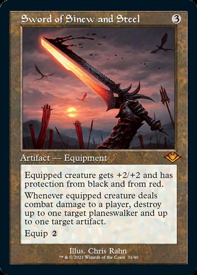 Sword of Sinew and Steel (Retro Foil Etched) [Modern Horizons] | Empire Gaming NC