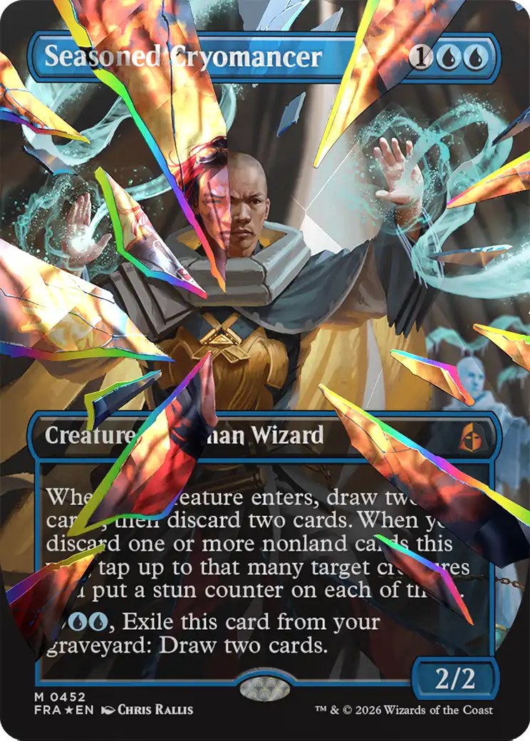 Seasoned Cryomancer (Borderless) (Facet Foil) (0452) [Reality Fracture] | Empire Gaming NC