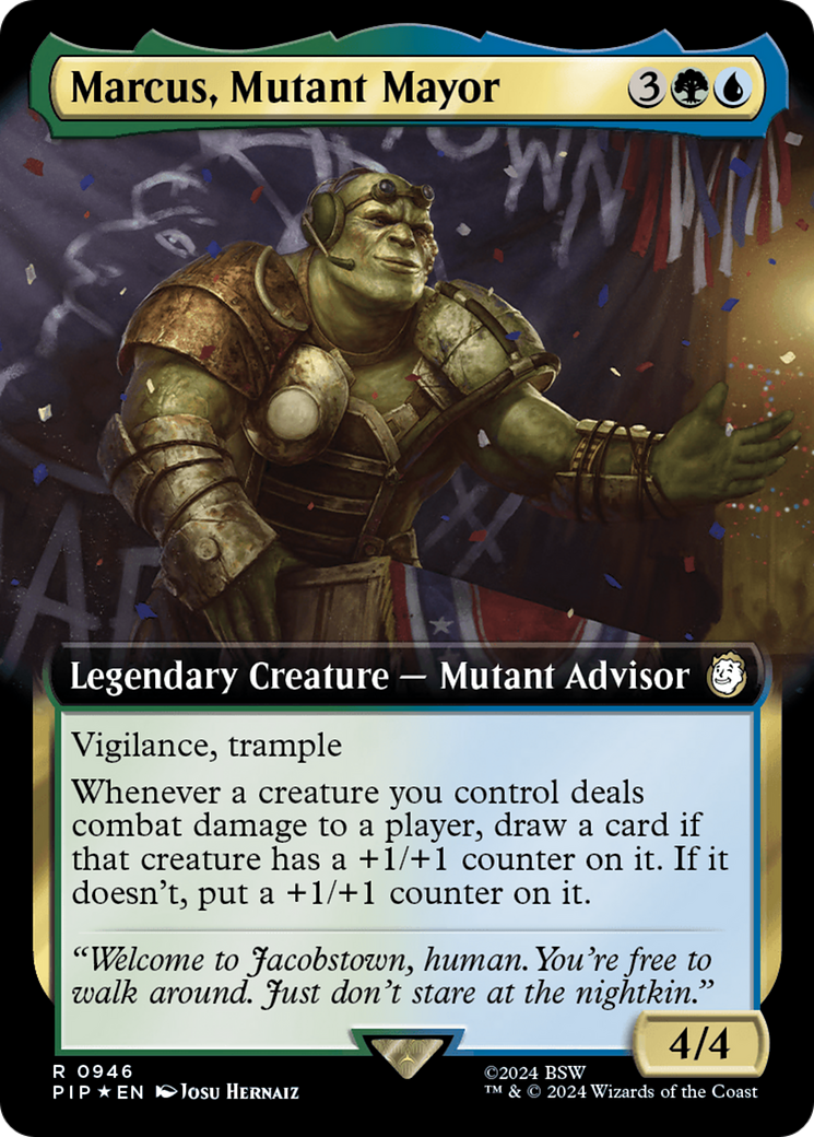 Marcus, Mutant Mayor (Extended Art) (Surge Foil) [Fallout] | Empire Gaming NC