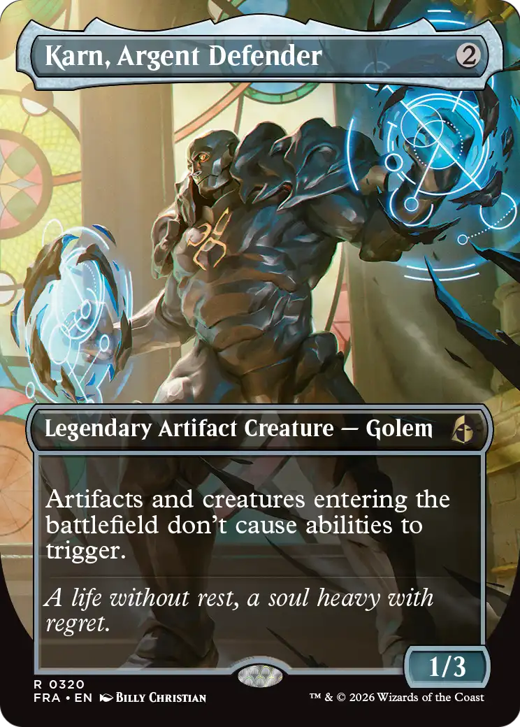 Karn, Argent Defender (Borderless) [Reality Fracture] | Empire Gaming NC