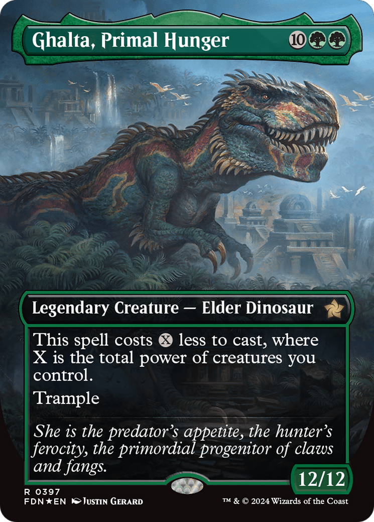 Ghalta, Primal Hunger (Borderless) (Mana Foil) [Foundations] | Empire Gaming NC