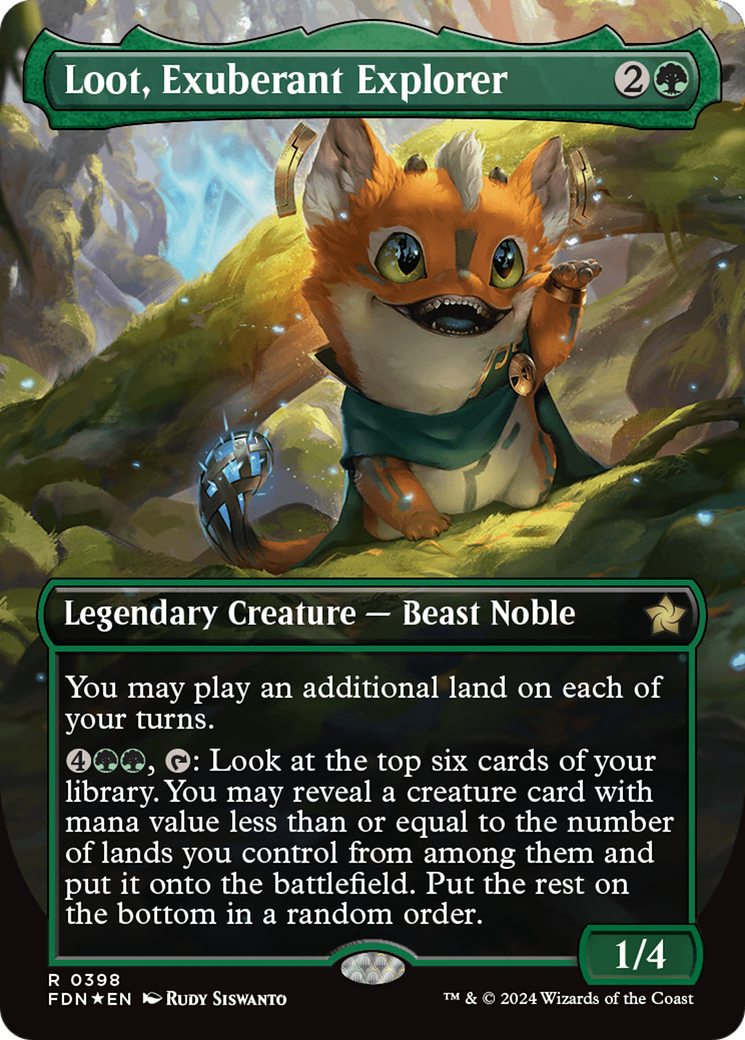 Loot, Exuberant Explorer (Borderless) (Mana Foil) [Foundations] | Empire Gaming NC