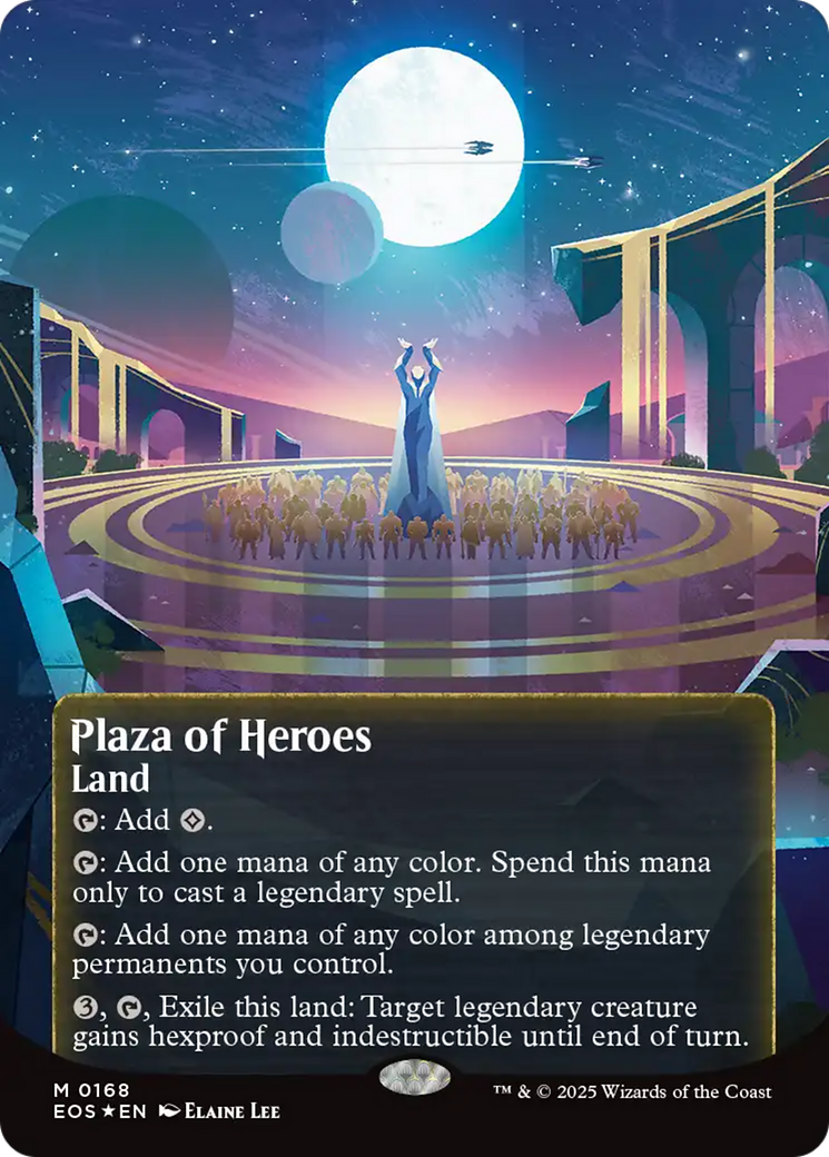 Plaza of Heroes (0168) (Borderless) (Galaxy Foil) [Edge of Eternities: Stellar Sights] | Empire Gaming NC