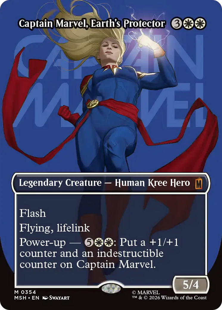 Captain Marvel, Earth's Protector (Borderless) (0354) [Marvel Super Heroes] | Empire Gaming NC
