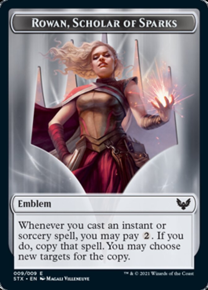Elemental // Rowan, Scholar of Sparks Emblem Double-Sided Token [Strixhaven: School of Mages Tokens] | Empire Gaming NC