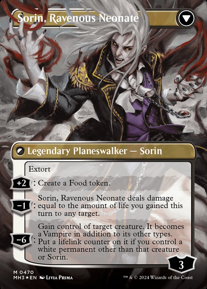 Sorin of House Markov // Sorin, Ravenous Neonate (Borderless) (Textured Foil) [Modern Horizons 3] | Empire Gaming NC