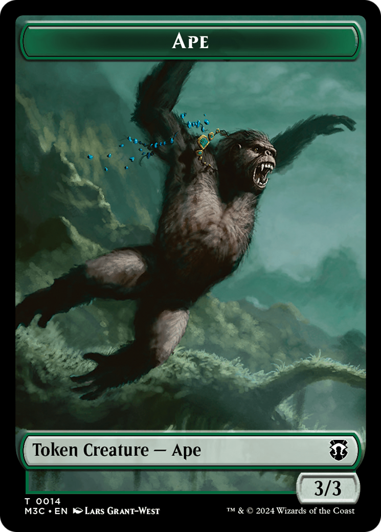 Ape (Ripple Foil) // Plant Double-Sided Token [Modern Horizons 3 Commander Tokens] | Empire Gaming NC