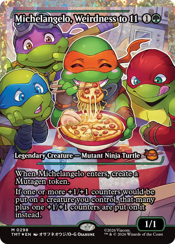 Michelangelo, Weirdness to 11 (Showcase) (Fracture Foil) [Teenage Mutant Ninja Turtles] | Empire Gaming NC