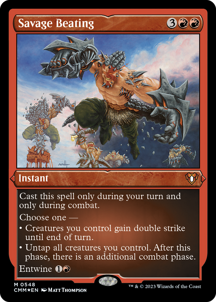 Savage Beating (Foil Etched) [Commander Masters] | Empire Gaming NC