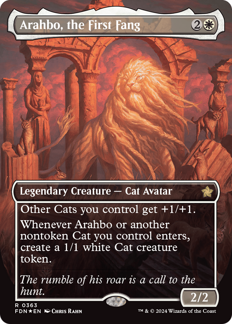 Arahbo, the First Fang (Borderless) (Mana Foil) [Foundations] | Empire Gaming NC