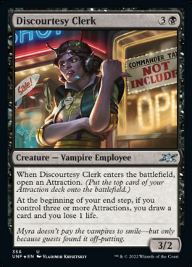 Discourtesy Clerk (Galaxy Foil) [Unfinity] | Empire Gaming NC