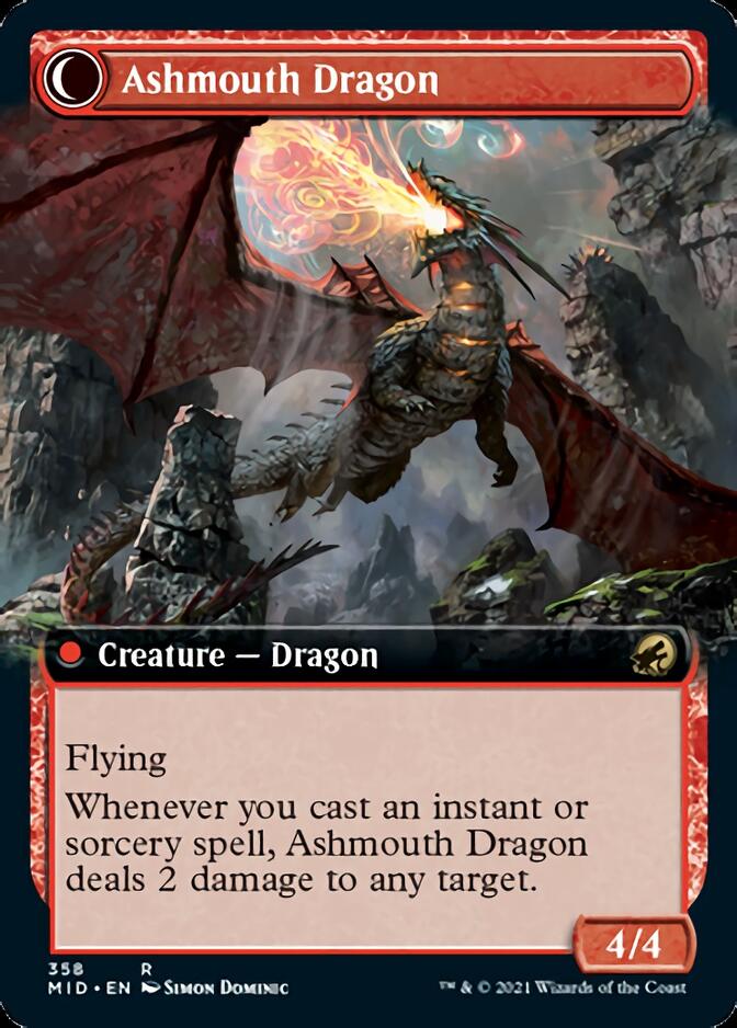 Smoldering Egg // Ashmouth Dragon (Extended Art) [Innistrad: Midnight Hunt] | Empire Gaming NC