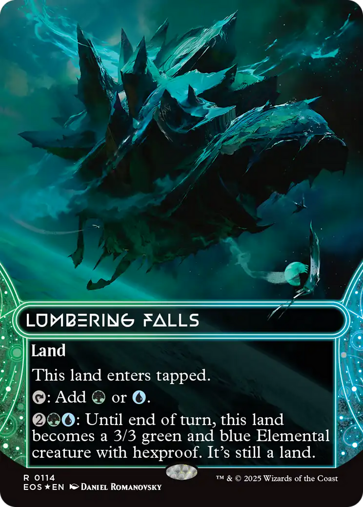 Lumbering Falls (0114) (Borderless) (Galaxy Foil) [Edge of Eternities: Stellar Sights] | Empire Gaming NC