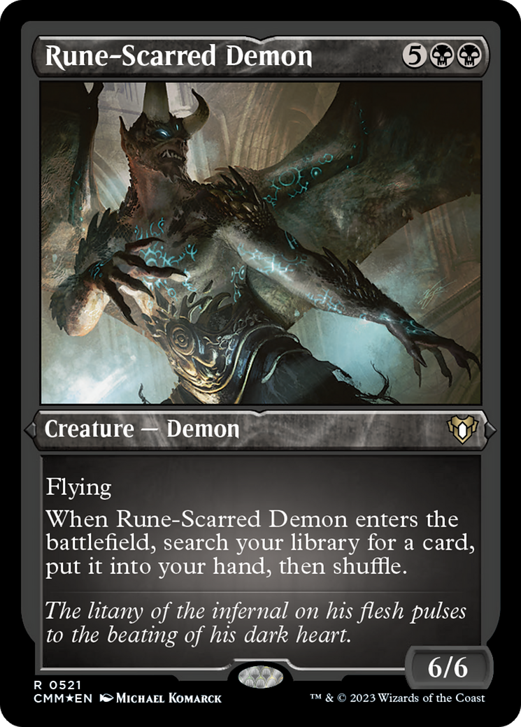 Rune-Scarred Demon (Foil Etched) [Commander Masters] | Empire Gaming NC