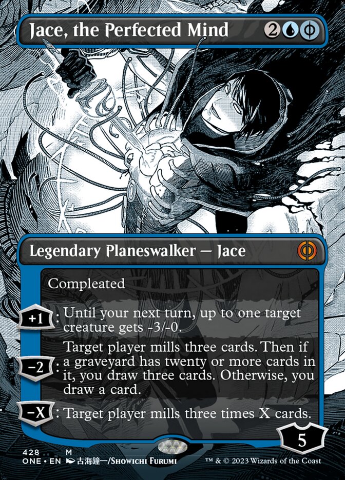 Jace, the Perfected Mind (Borderless Manga Step-and-Compleat Foil) [Phyrexia: All Will Be One] | Empire Gaming NC