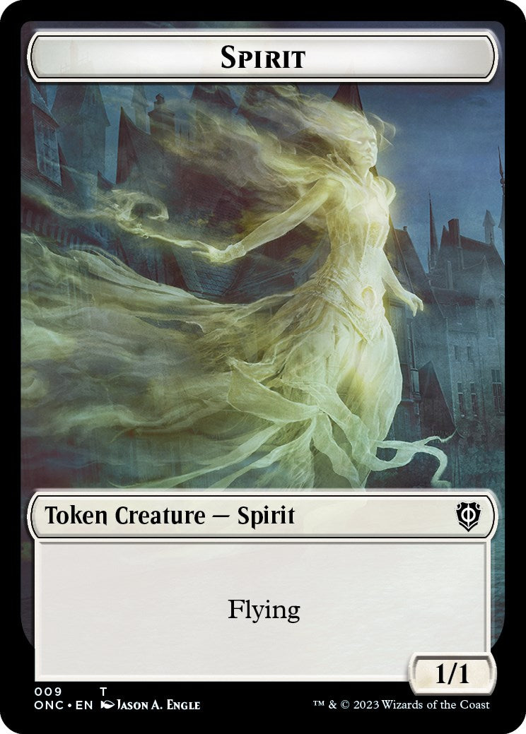 Human // Spirit Double-Sided Token [Phyrexia: All Will Be One Commander Tokens] | Empire Gaming NC