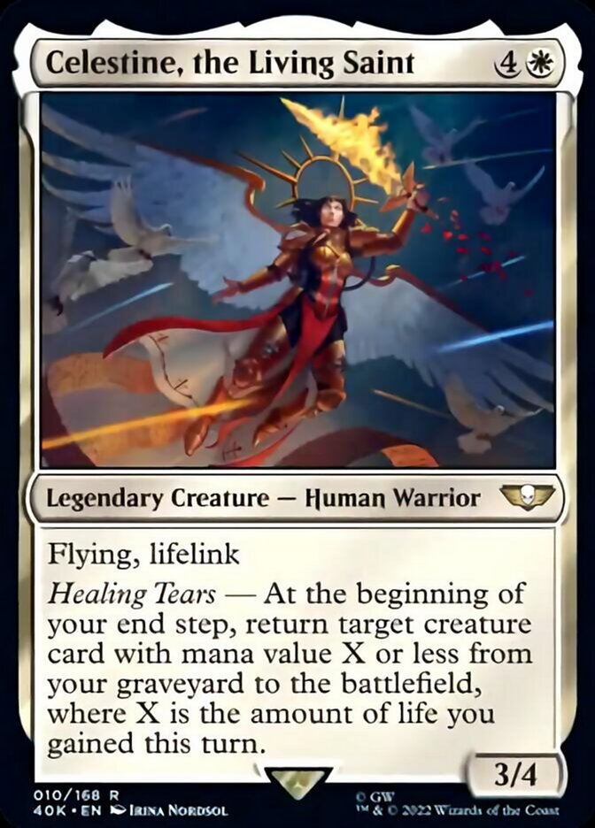 Celestine, the Living Saint (Surge Foil) [Universes Beyond: Warhammer 40,000] | Empire Gaming NC