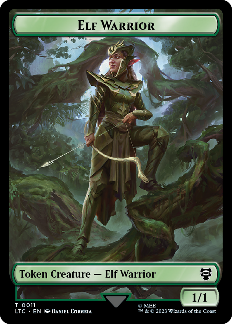 Elf Warrior // Treasure Double Sided Token [The Lord of the Rings: Tales of Middle-Earth Commander Tokens] | Empire Gaming NC