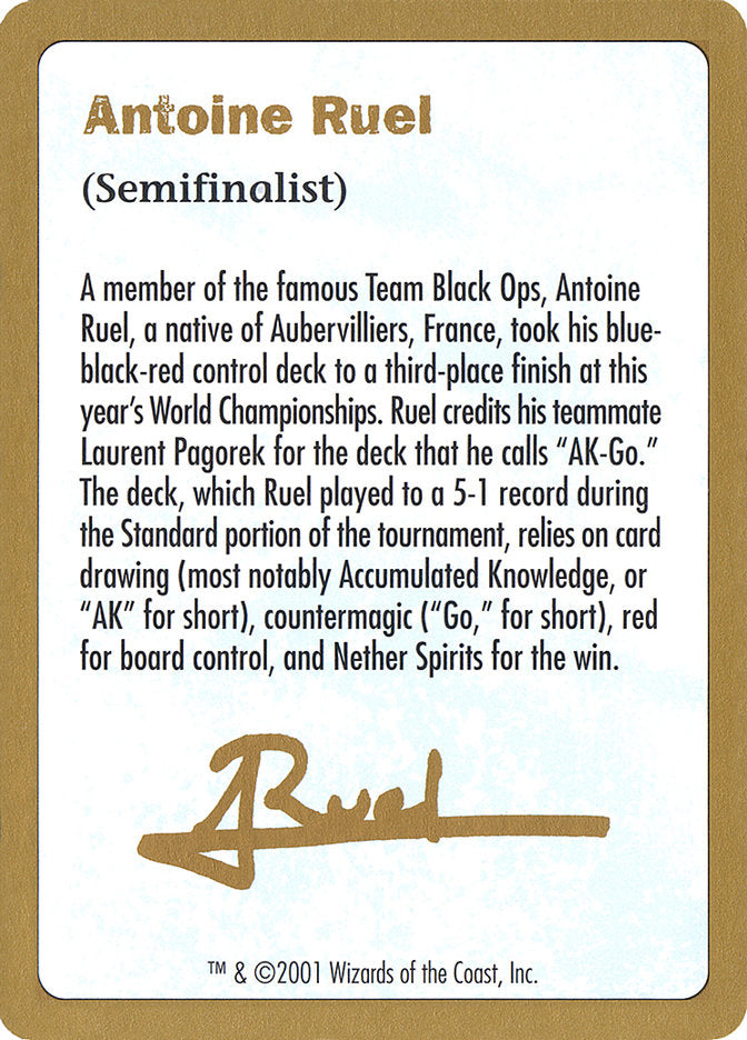 Antoine Ruel Bio [World Championship Decks 2001] | Empire Gaming NC