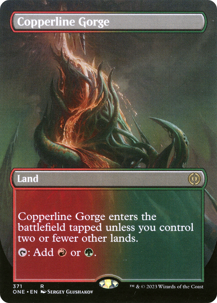 Copperline Gorge (Borderless Alternate Art) [Phyrexia: All Will Be One] | Empire Gaming NC