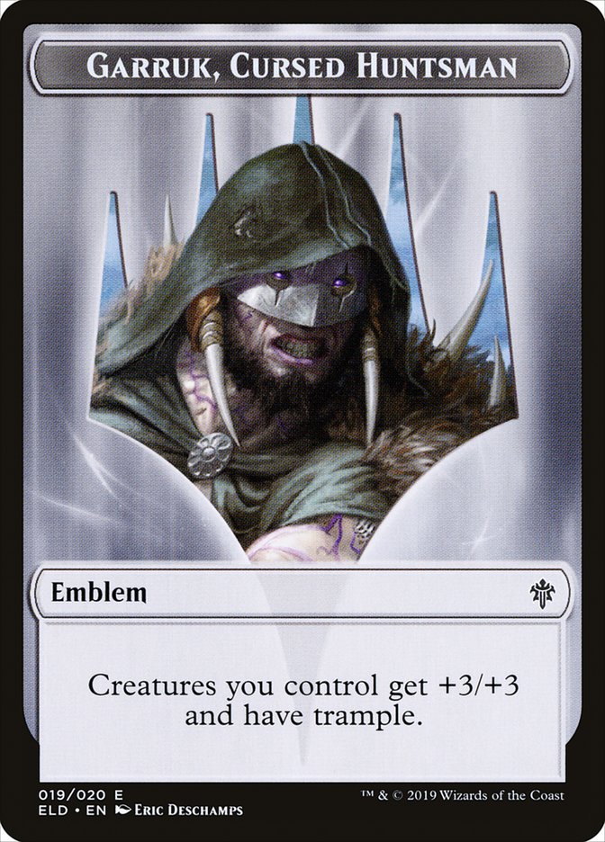 Garruk, Cursed Huntsman Emblem [Throne of Eldraine Tokens] | Empire Gaming NC