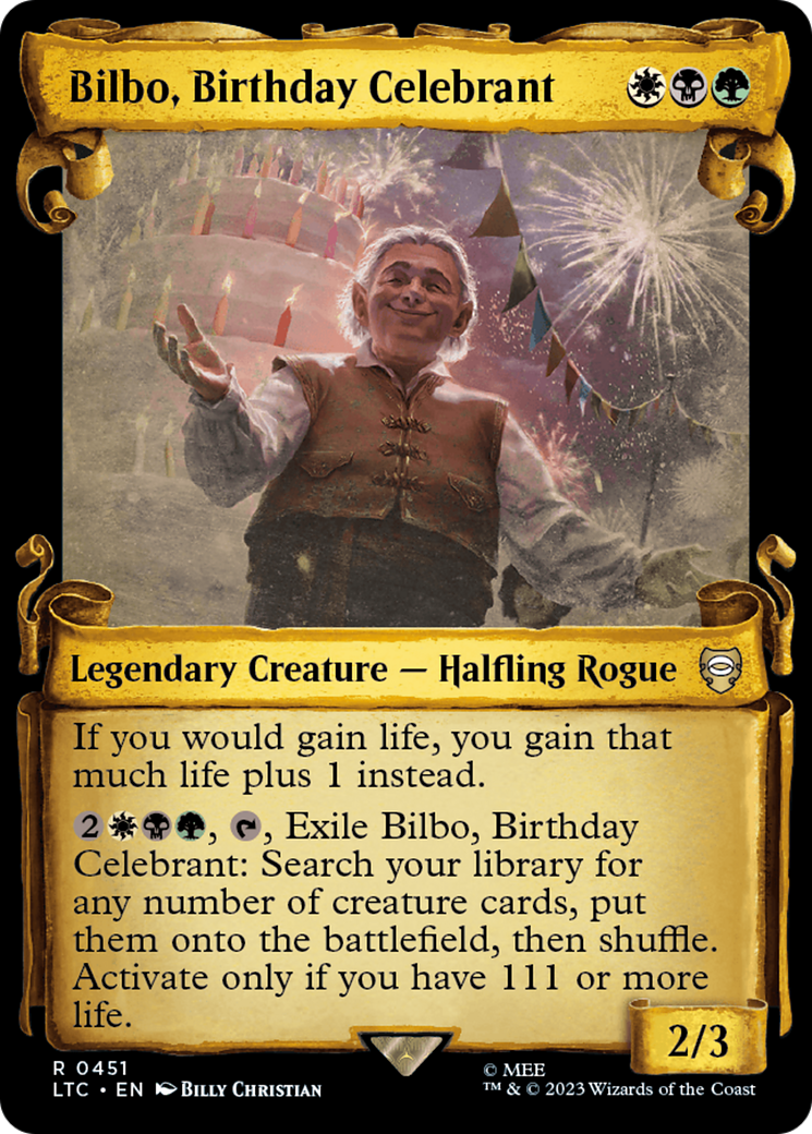 Bilbo, Birthday Celebrant [The Lord of the Rings: Tales of Middle-Earth Commander Showcase Scrolls] | Empire Gaming NC