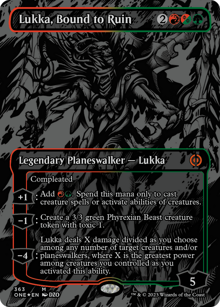 Lukka, Bound to Ruin (Oil Slick Raised Foil) [Phyrexia: All Will Be One] | Empire Gaming NC