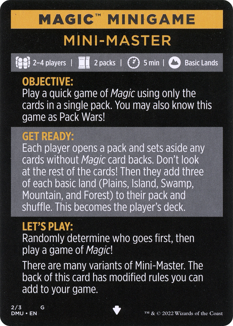 Mini-Master (Magic Minigame) [Commander Legends: Battle for Baldur's Gate Minigame] | Empire Gaming NC