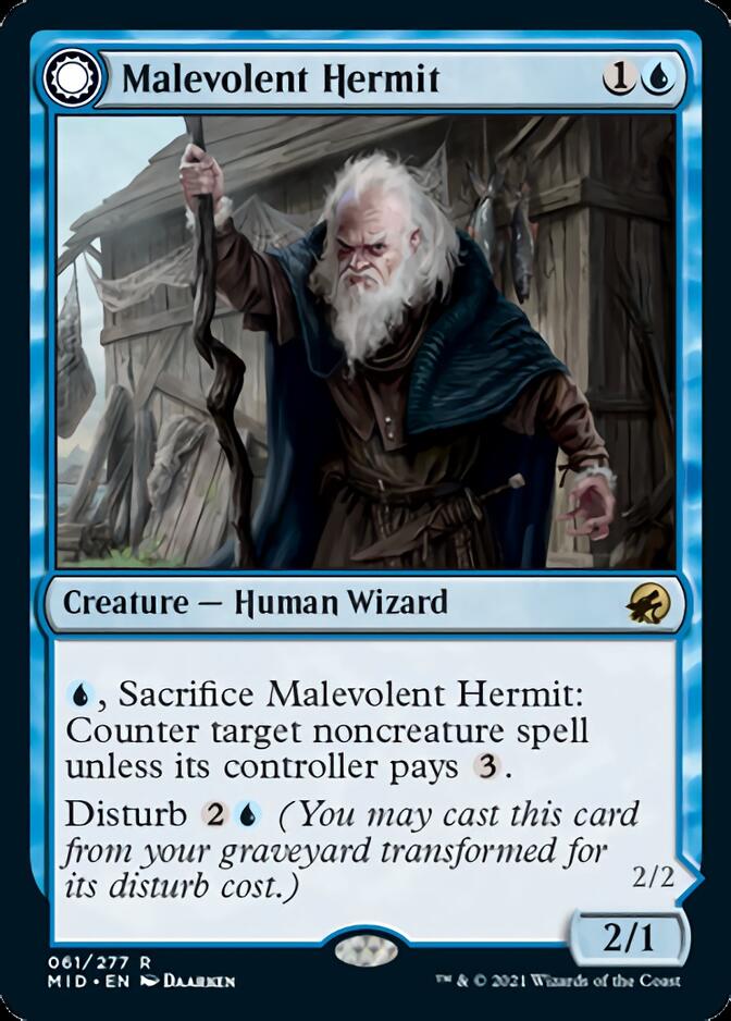 Malevolent Hermit // Benevolent Geist [Innistrad: Midnight Hunt] | Empire Gaming NC