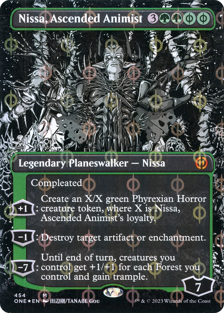 Nissa, Ascended Animist (Borderless Manga Step-and-Compleat Foil) [Phyrexia: All Will Be One] | Empire Gaming NC