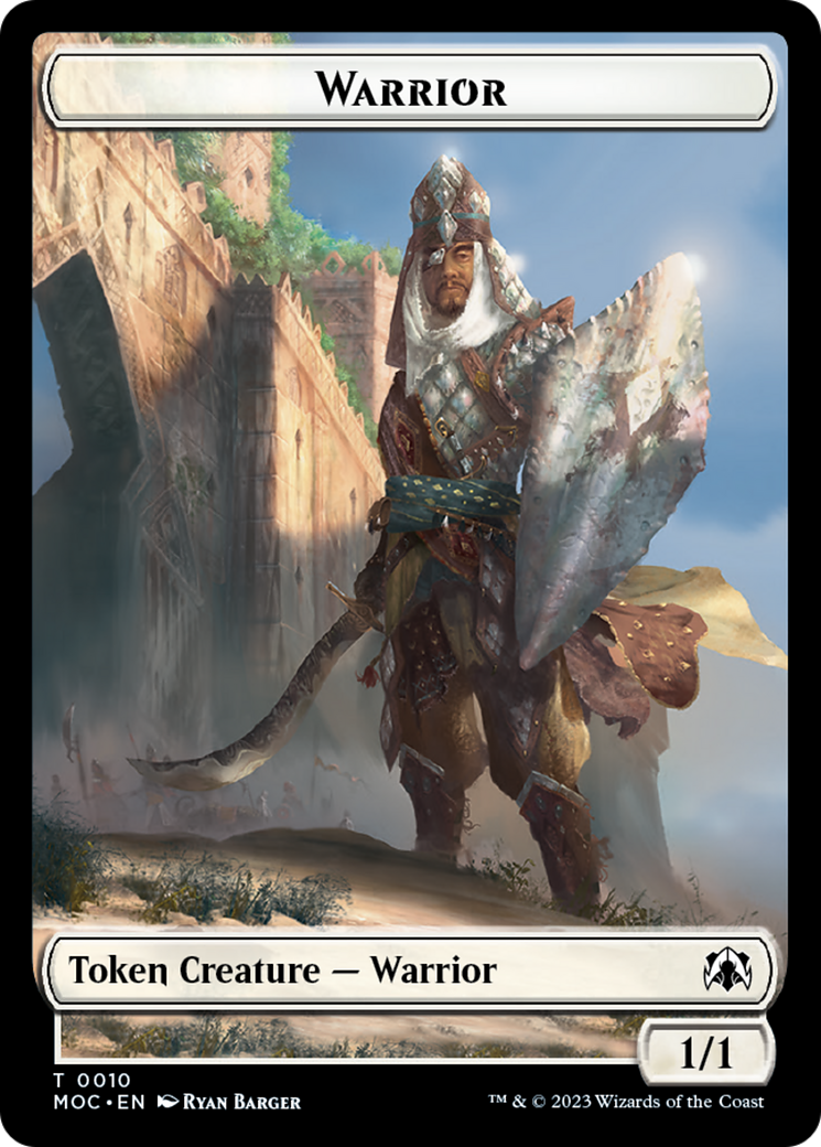 Warrior // Elspeth, Sun's Champion Emblem Double-Sided Token [March of the Machine Commander Tokens] | Empire Gaming NC