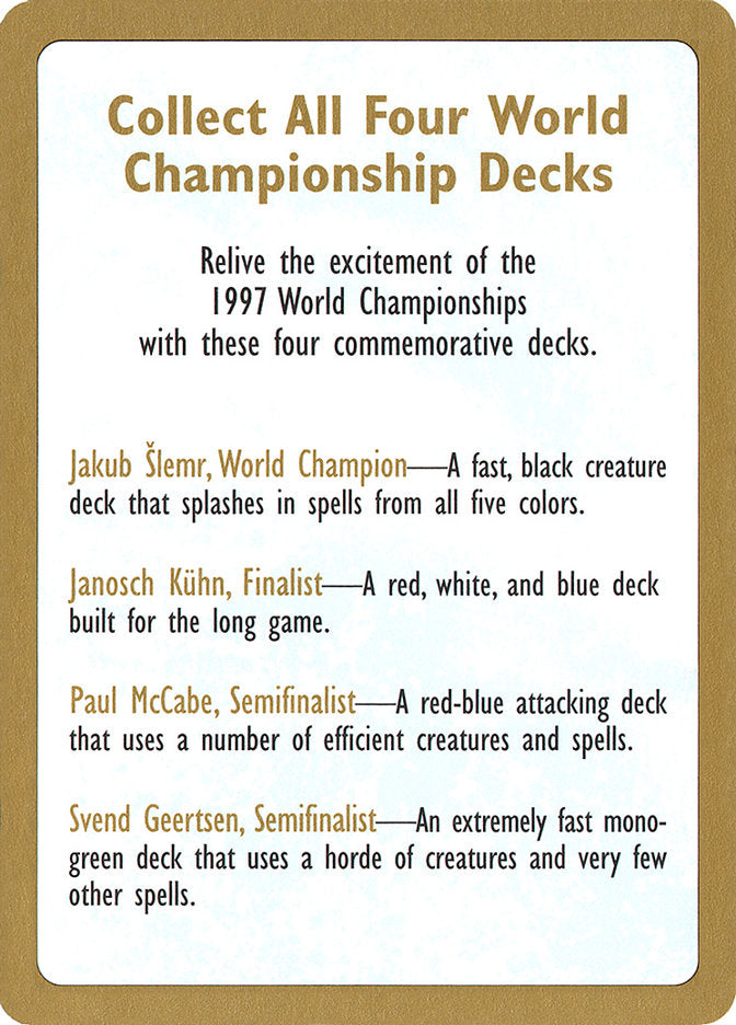 1997 World Championships Ad [World Championship Decks 1997] | Empire Gaming NC