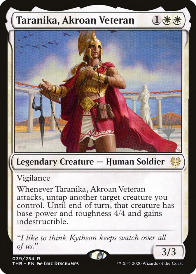 Taranika, Akroan Veteran (Promo Pack) [Theros Beyond Death Promos] | Empire Gaming NC