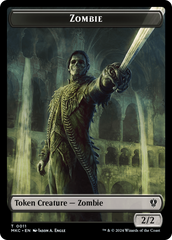 Salamander Warrior // Zombie Double-Sided Token [Murders at Karlov Manor Commander Tokens] | Empire Gaming NC