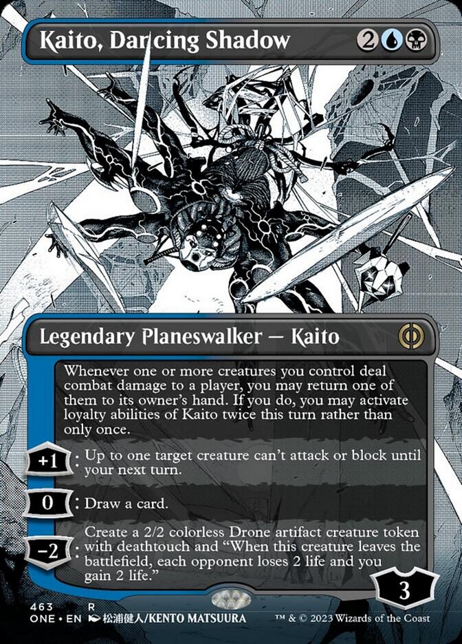 Kaito, Dancing Shadow (Borderless Manga Step-and-Compleat Foil) [Phyrexia: All Will Be One] | Empire Gaming NC