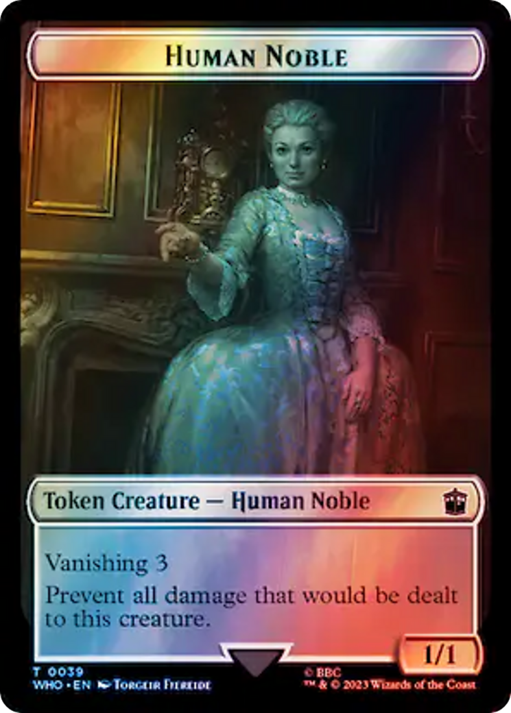 Human Noble // Beast Double-Sided Token (Surge Foil) [Doctor Who Tokens] | Empire Gaming NC