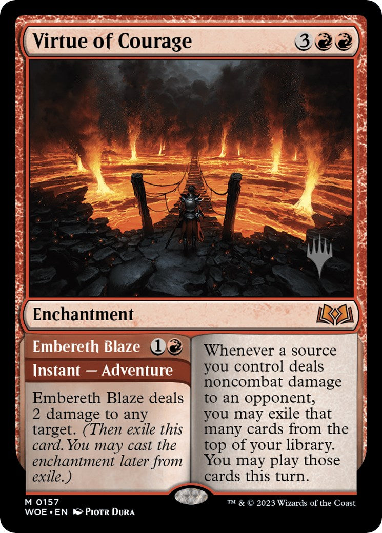 Virtue of Courage //Embereth Blaze (Promo Pack) [Wilds of Eldraine Promos] | Empire Gaming NC