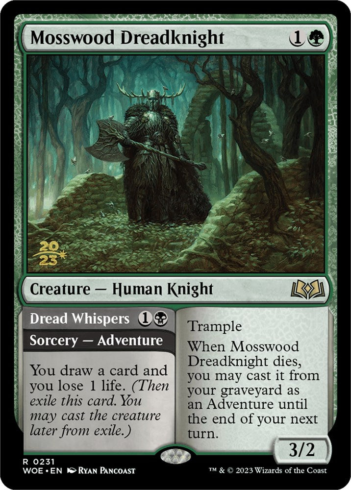 Mosswood Dreadknight // Dread Whispers [Wilds of Eldraine Prerelease Promos] | Empire Gaming NC