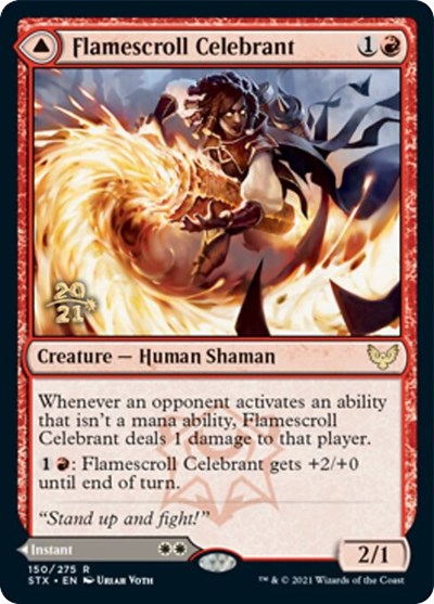 Flamescroll Celebrant // Revel in Silence [Strixhaven: School of Mages Prerelease Promos] | Empire Gaming NC