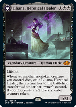 Liliana, Heretical Healer // Liliana, Defiant Necromancer [Commander Collection: Black] | Empire Gaming NC