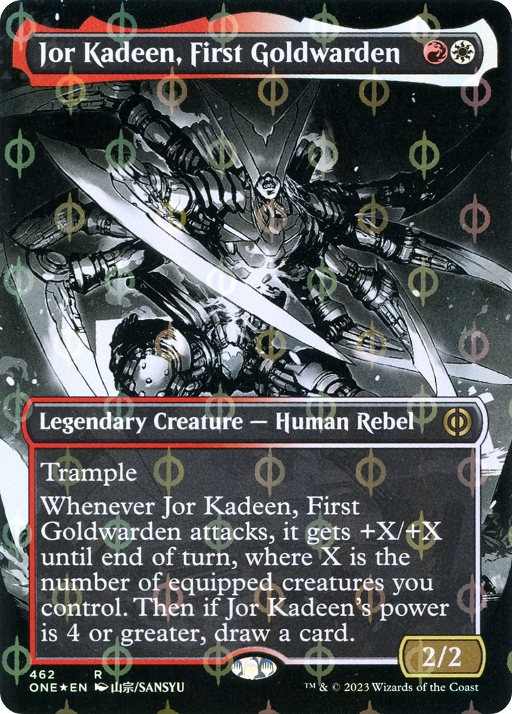 Jor Kadeen, First Goldwarden (Borderless Manga Step-and-Compleat Foil) [Phyrexia: All Will Be One] | Empire Gaming NC