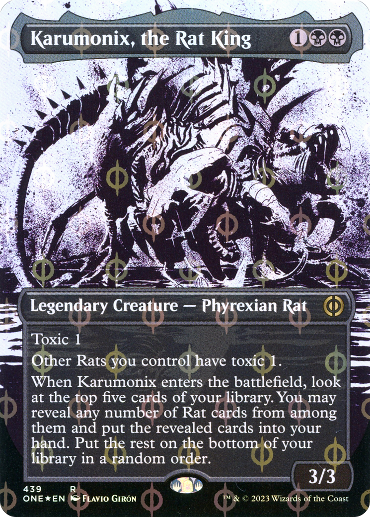 Karumonix, the Rat King (Borderless Ichor Step-and-Compleat Foil) [Phyrexia: All Will Be One] | Empire Gaming NC