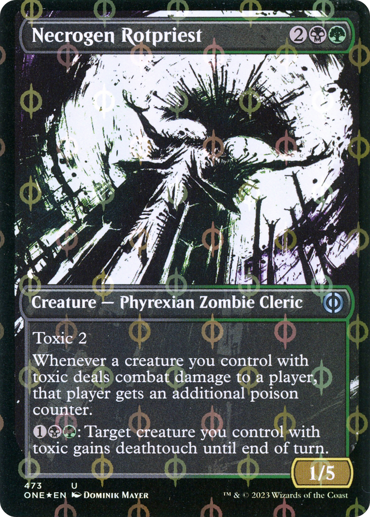 Necrogen Rotpriest (Borderless Ichor Step-and-Compleat Foil) [Phyrexia: All Will Be One] | Empire Gaming NC