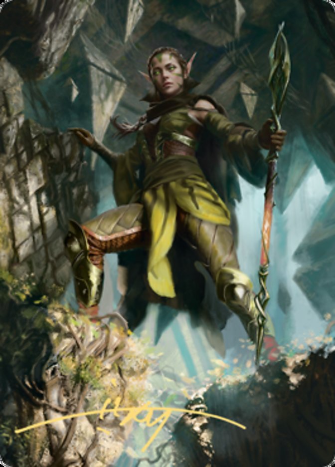 Nissa of Shadowed Boughs 1 Art Card (Gold-Stamped Signature) [Zendikar Rising Art Series] | Empire Gaming NC